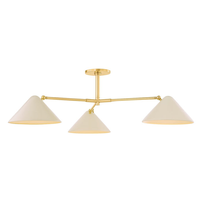 Mitzi H993603-AGB/SBQ Three Light Semi Flush Mount, True Bronze/Soft Bisque