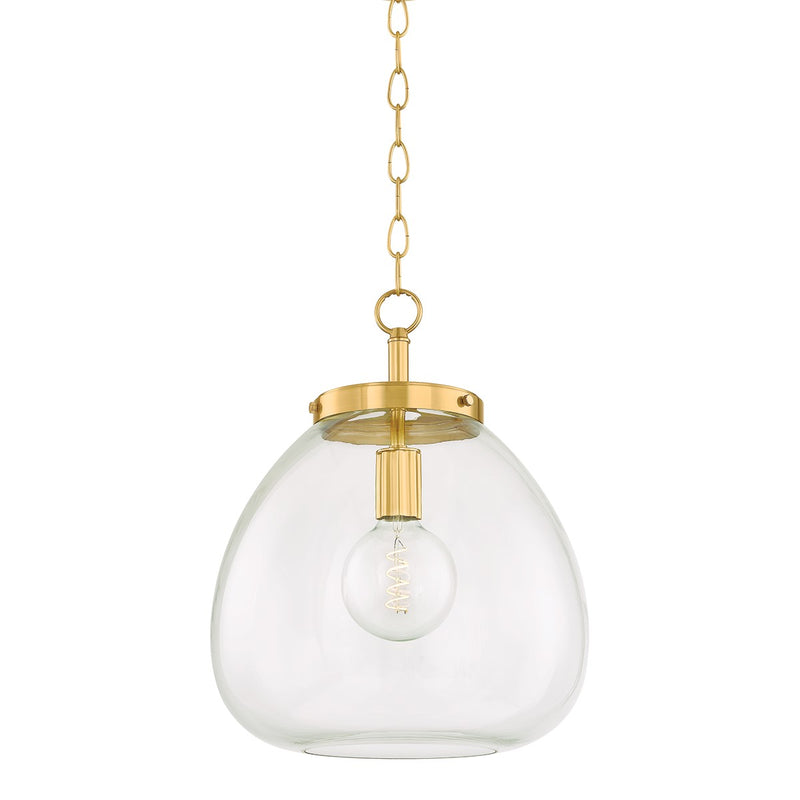 Mitzi H997701L-AGB One Light Pendant, Aged Brass