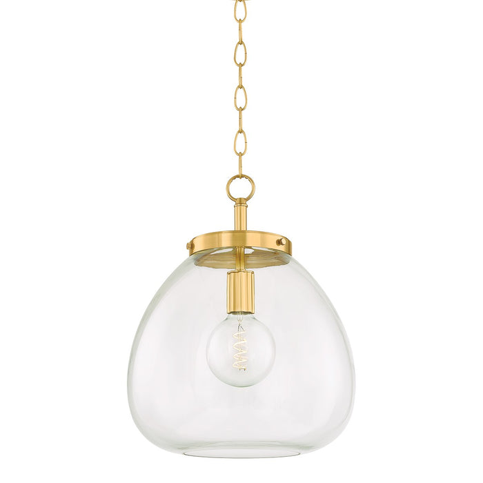 Mitzi H997701L-AGB One Light Pendant, Aged Brass