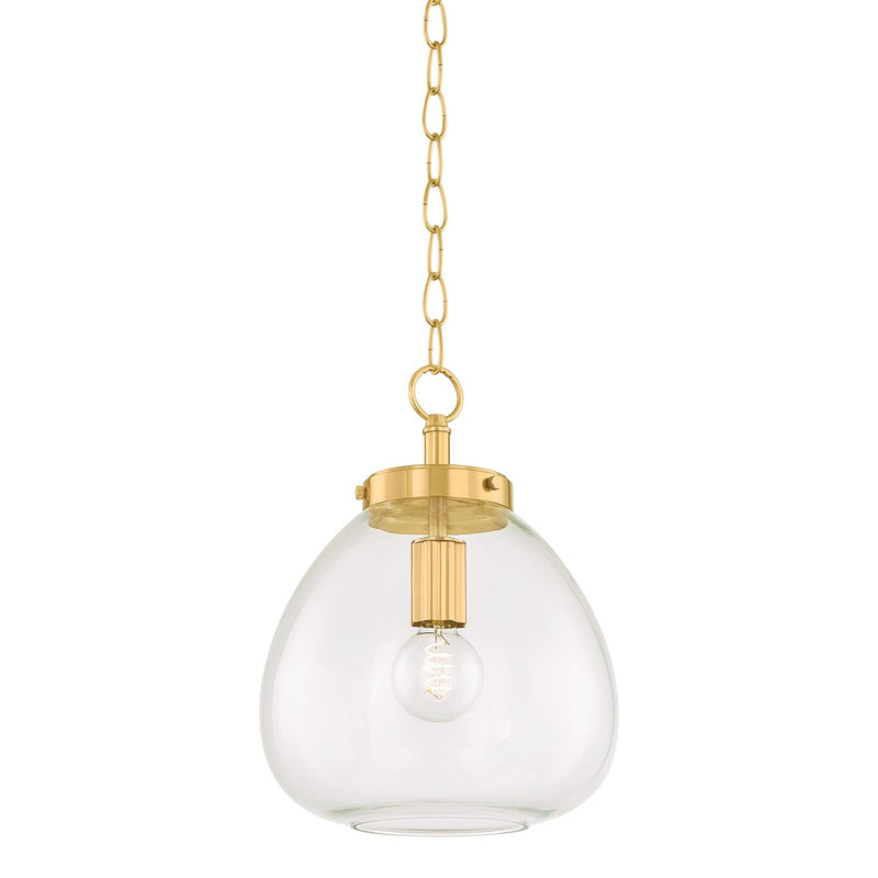 Mitzi H997701S-AGB One Light Pendant, Aged Brass