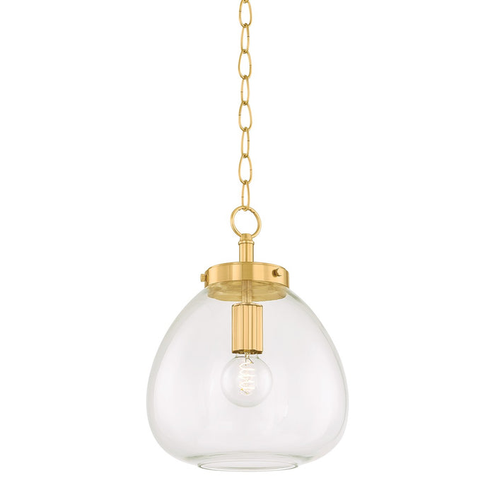 Mitzi H997701S-AGB One Light Pendant, Aged Brass
