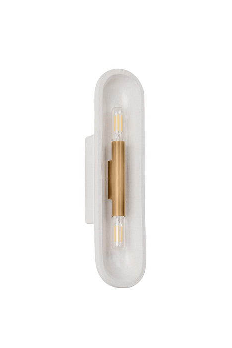 Troy Lighting B1617-PBR/CLC Two Light Wall Sconce, Patina Brass/Ceramic White Large Crackle
