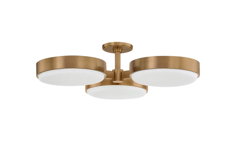 Troy Lighting C1330-PBR Three Light Semi Flush Mount, Patina Brass