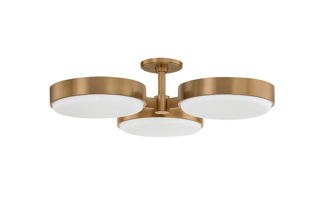 Troy Lighting C1330-PBR Three Light Semi Flush Mount, Patina Brass