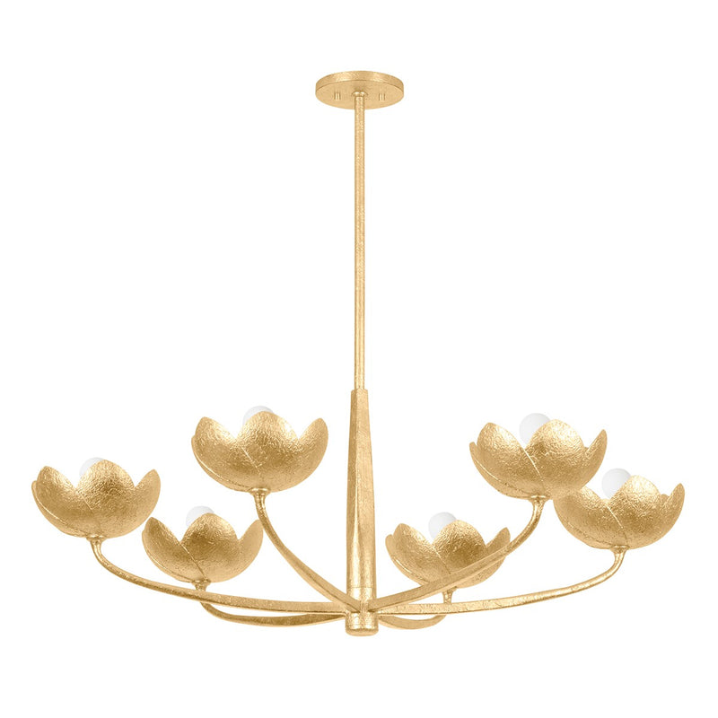 Troy Lighting F2040-VGL Six Light Chandelier, Vintage Gold Leaf
