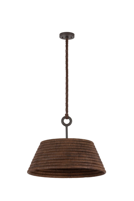 Troy Lighting F2824-TBZH One Light Pendant, Textured Bronze W/ Highlight