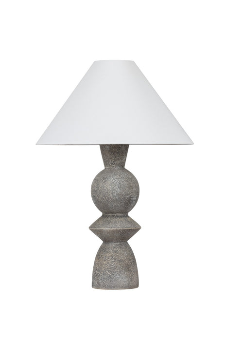 Troy Lighting PTL2529-PBR/CLG One Light Table Lamp, Patina Brass/Ceramic Lunar Grey