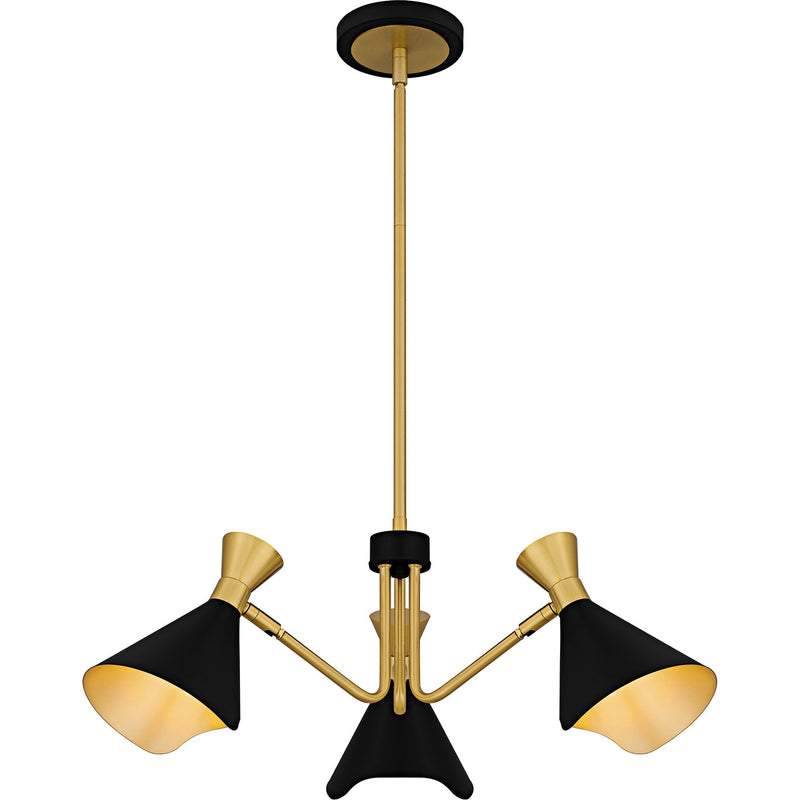 Quoizel ADN5026MBK Three Light Chandelier, Matte Black
