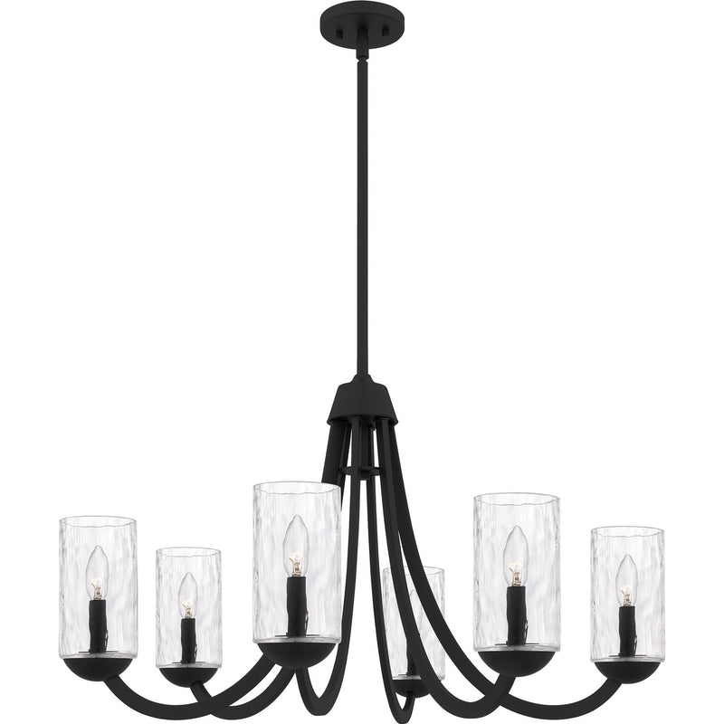 Quoizel ALD5032MBK Six Light Chandelier, Matte Black