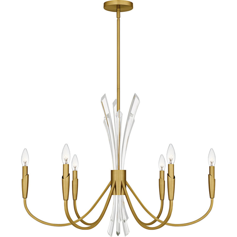 Quoizel CCY5032BRG Six Light Chandelier, Brushed Gold