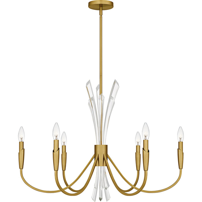 Quoizel CCY5032BRG Six Light Chandelier, Brushed Gold