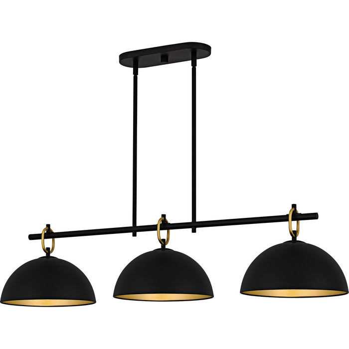 Quoizel CEO344MBK Three Light Linear Chandelier, Matte Black