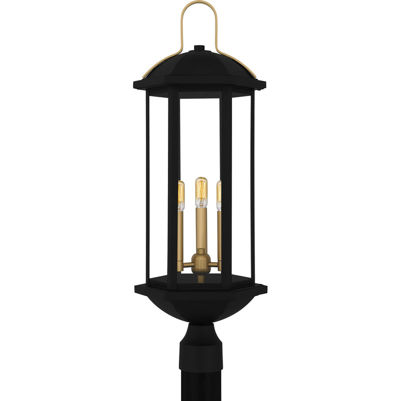 Quoizel CFD9010MBK Three Light Outdoor Post Lantern, Matte Black