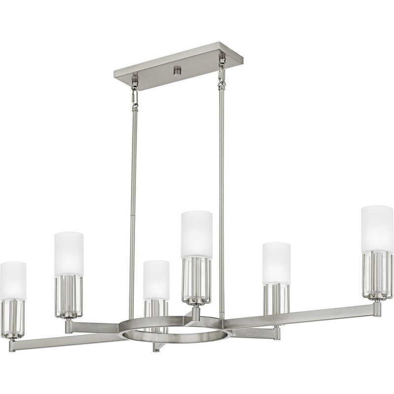 Quoizel CRZ648BN Six Light Linear Chandelier, Brushed Nickel