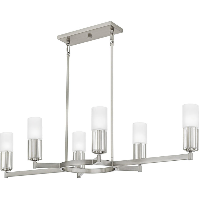 Quoizel CRZ648BN Six Light Linear Chandelier, Brushed Nickel