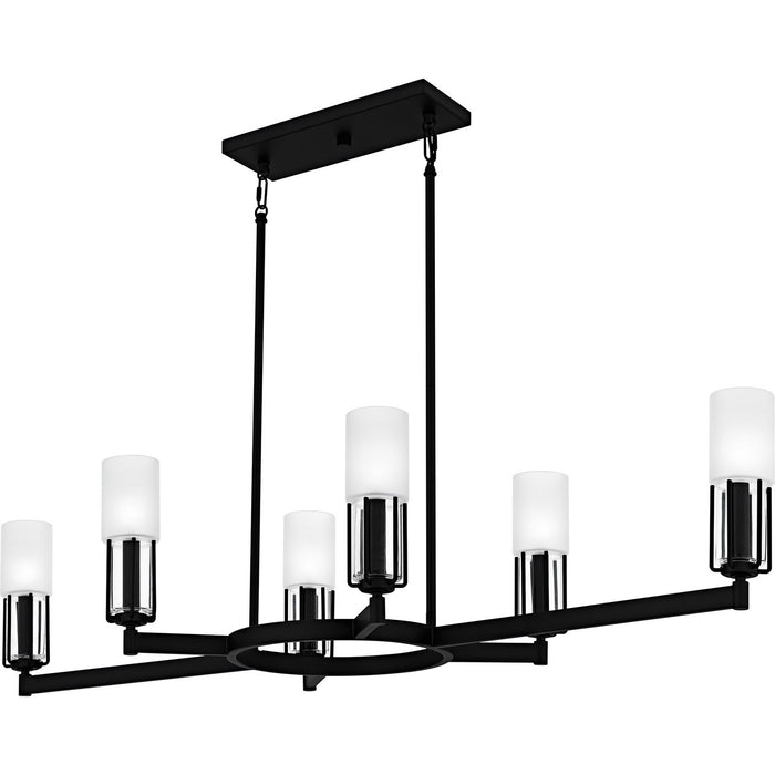 Quoizel CRZ648MBK Six Light Linear Chandelier, Matte Black
