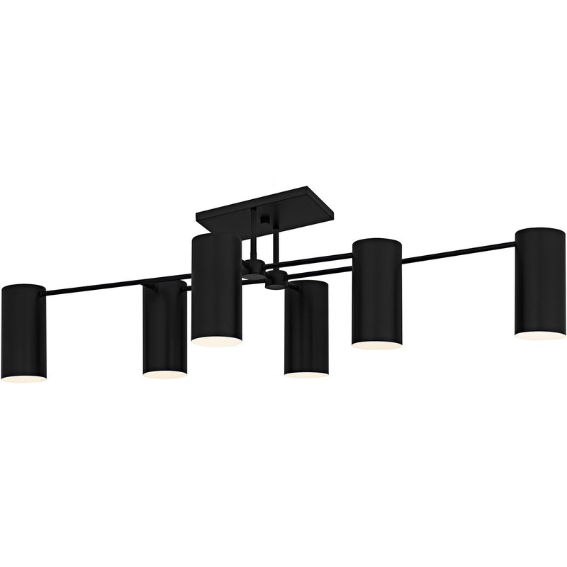 Quoizel FLD1750MBK Six Light Semi-Flush Mount, Matte Black