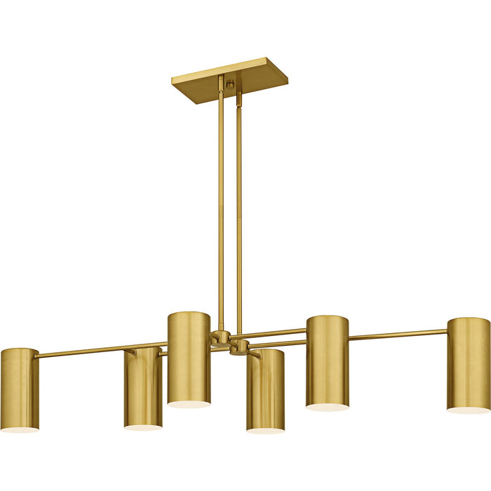 Quoizel FLD650BRG Six Light Linear Chandelier, Brushed Gold