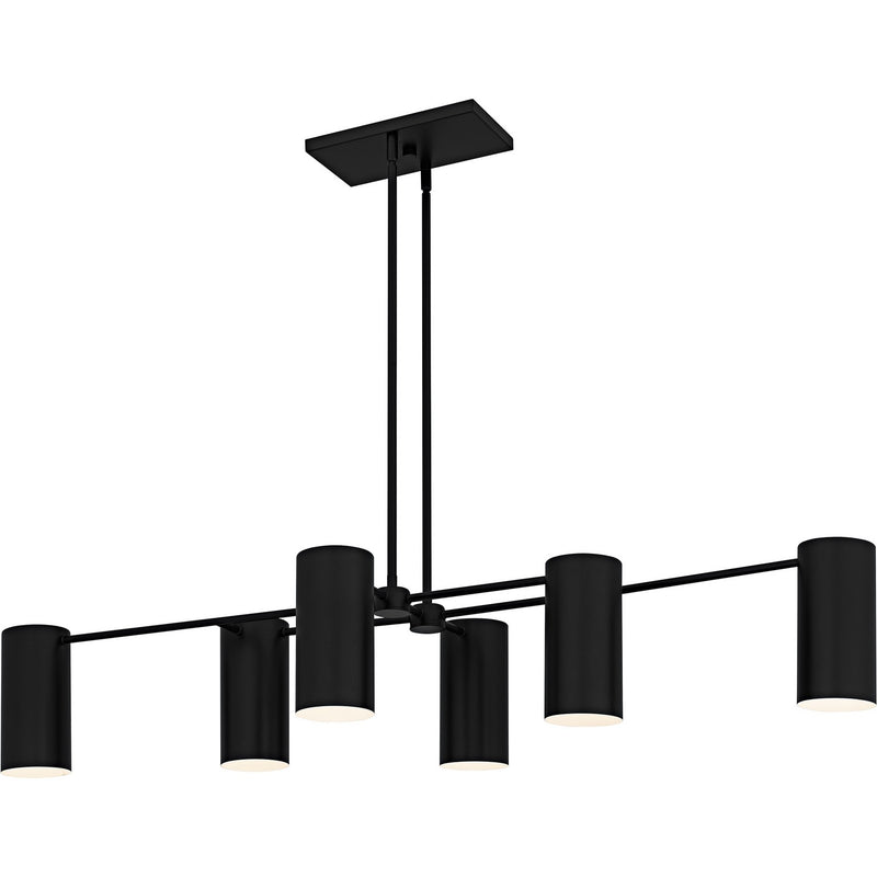 Quoizel FLD650MBK Six Light Linear Chandelier, Matte Black