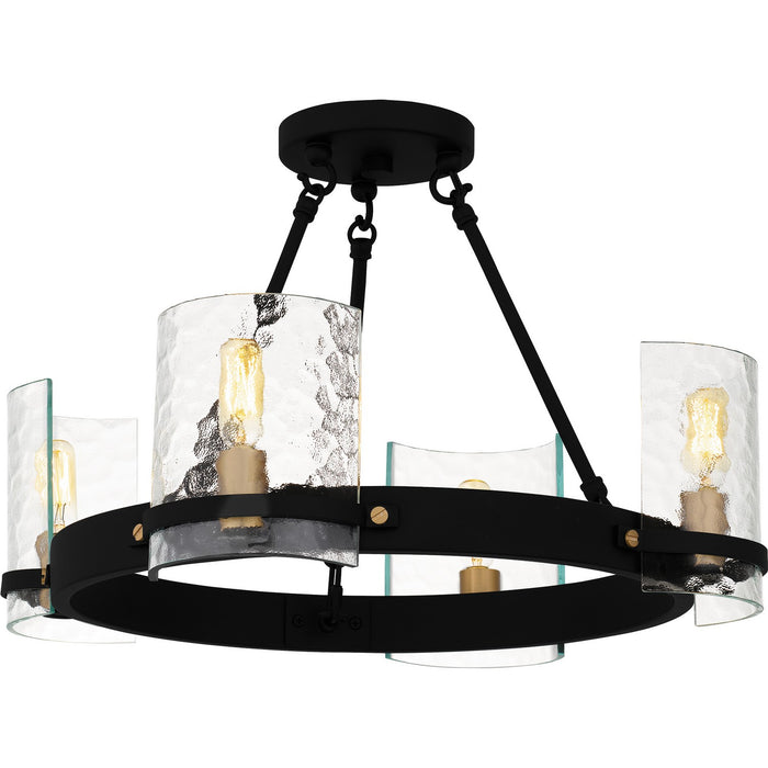 Quoizel GLC1720MBK Four Light Semi-Flush Mount, Matte Black