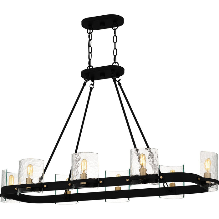 Quoizel GLC842MBK Eight Light Linear Chandelier, Matte Black