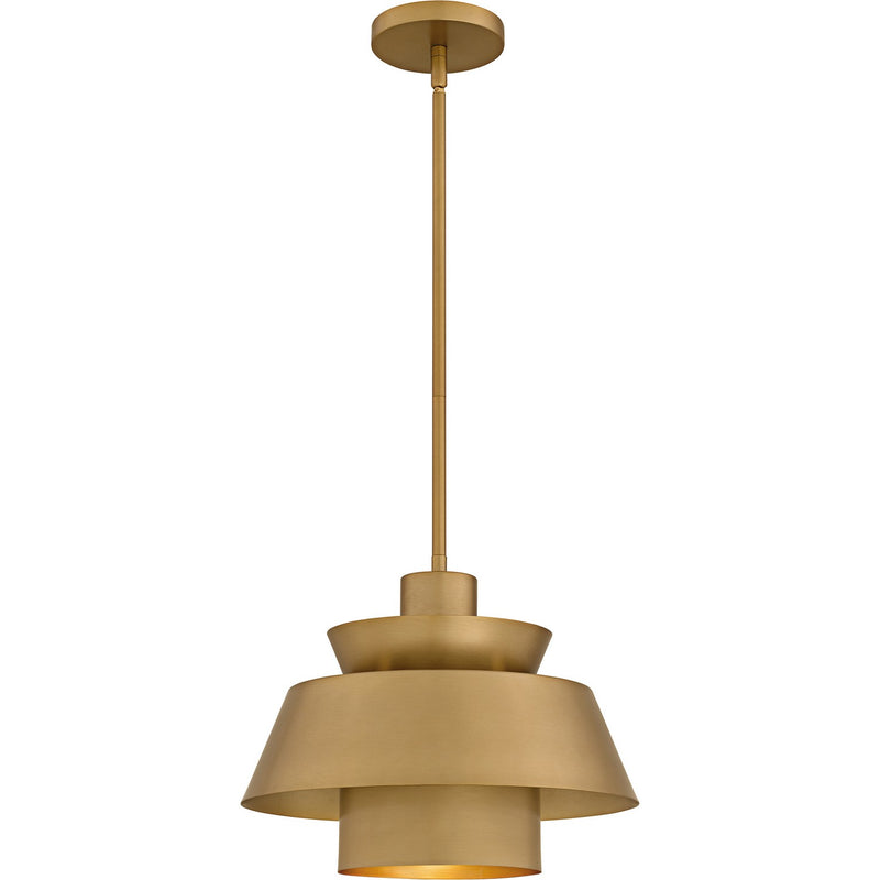 Quoizel LMI1814BWS One Light Pendant, Brushed Weathered Brass