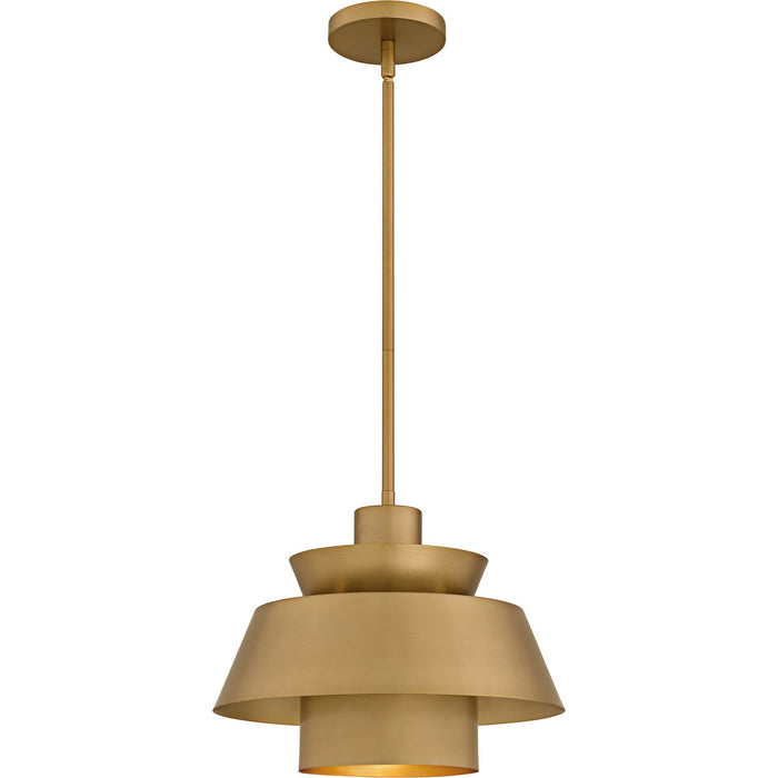 Quoizel LMI1814BWS One Light Pendant, Brushed Weathered Brass