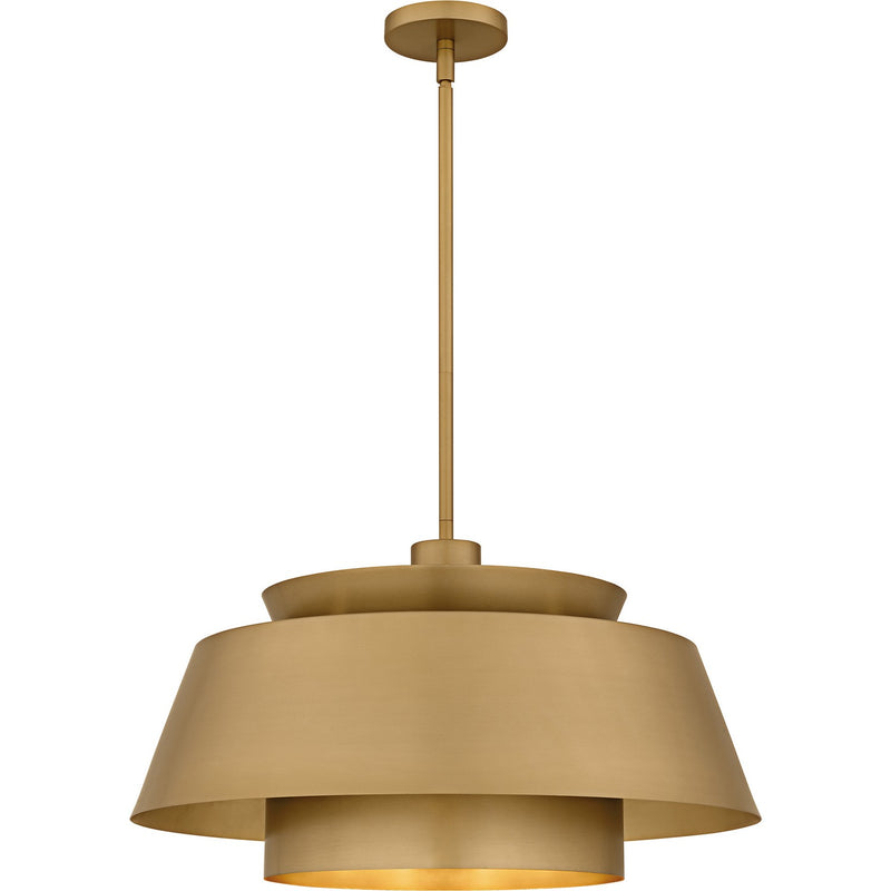 Quoizel LMI2824BWS Three Light Pendant, Brushed Weathered Brass