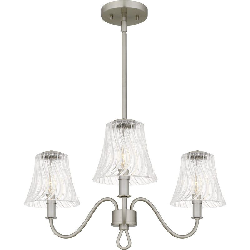 Quoizel MCK5022BN Three Light Chandelier, Brushed Nickel
