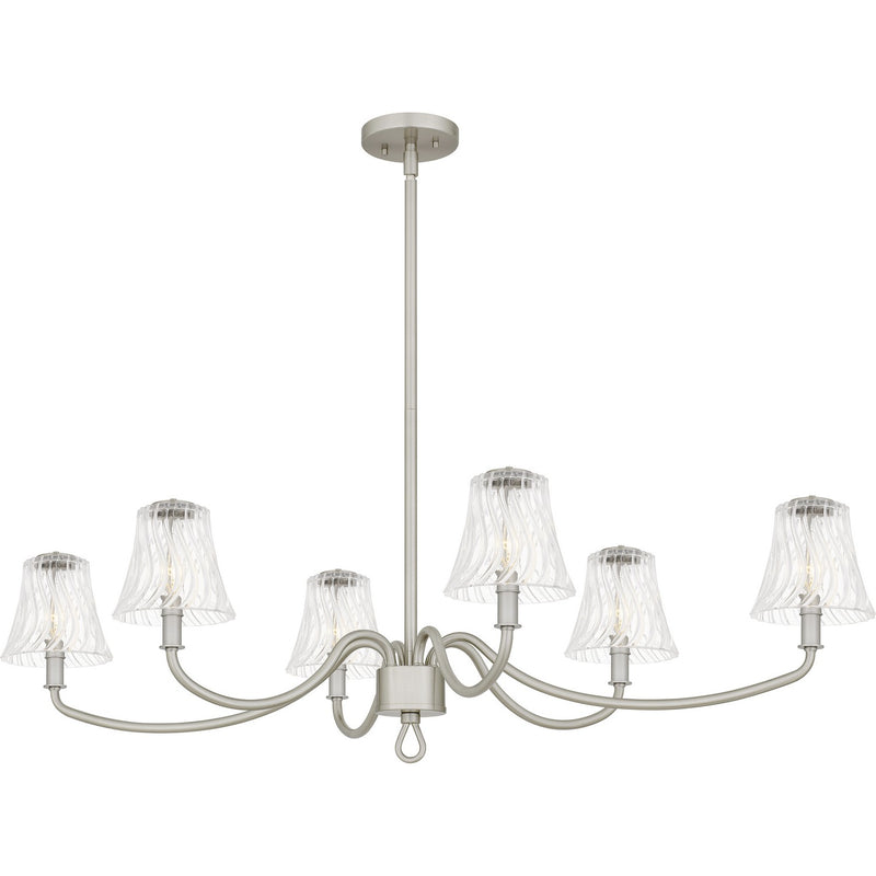 Quoizel MCK644BN Six Light Linear Chandelier, Brushed Nickel