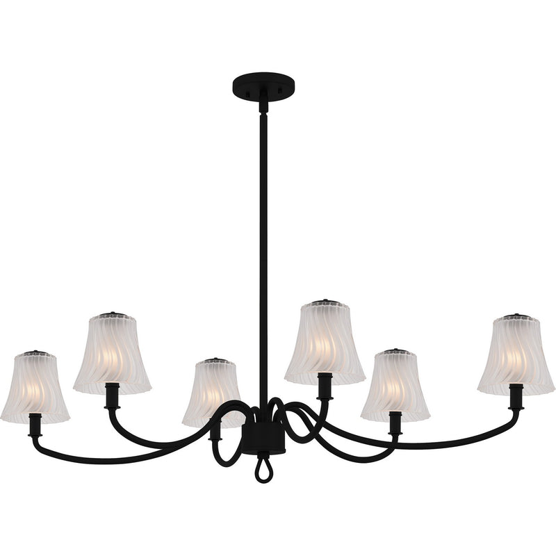 Quoizel MCK644MBK Six Light Linear Chandelier, Matte Black
