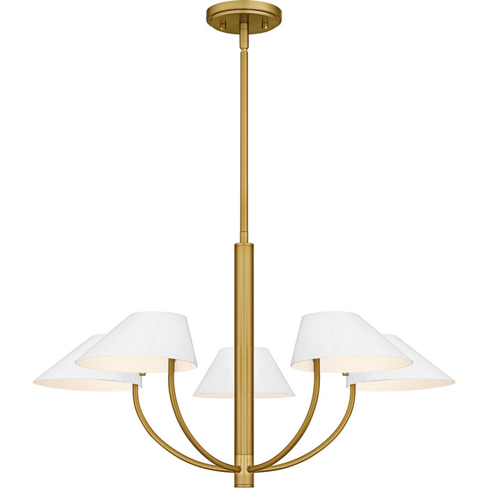 Quoizel PNY5028BRG Five Light Chandelier, Brushed Gold