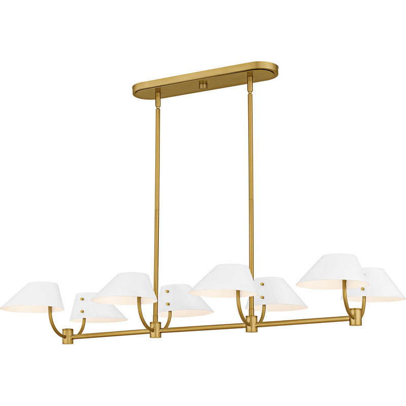 Quoizel PNY842BRG Six Light Linear Chandelier, Brushed Gold