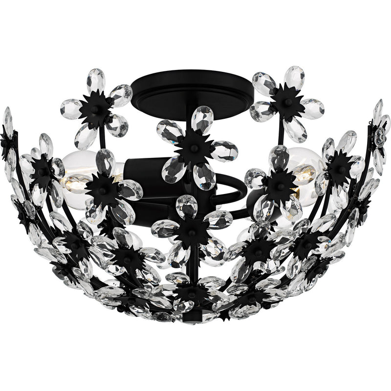 Quoizel QSF6783MBK Three Light Semi-Flush Mount, Matte Black