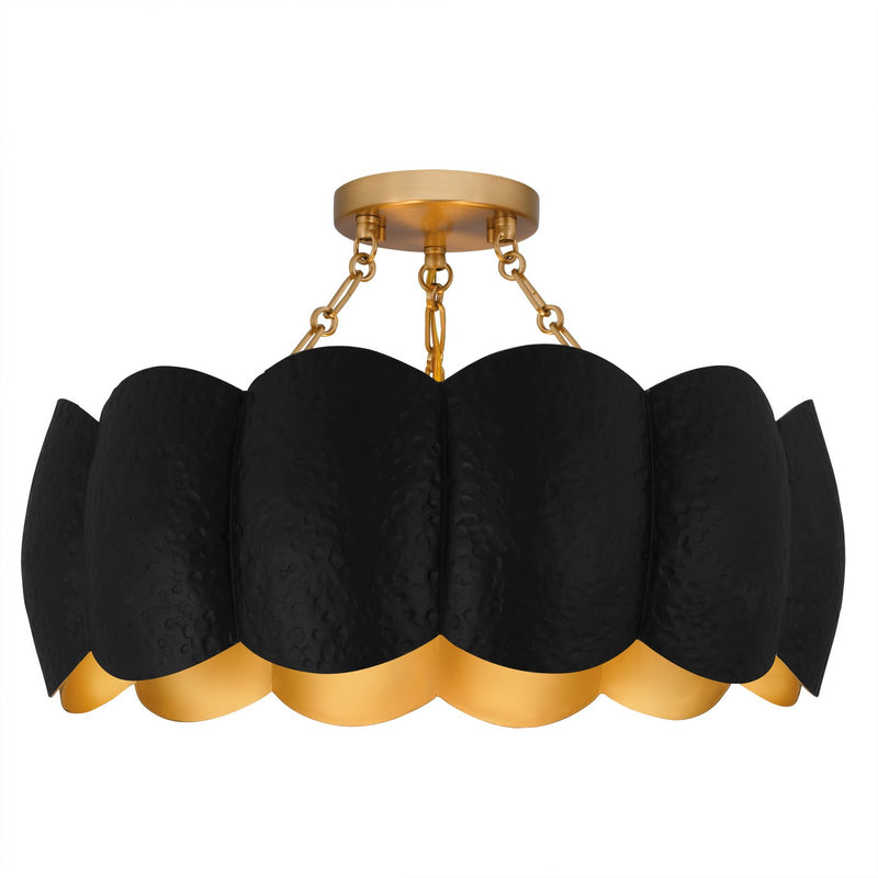 Quoizel QSF6794MBK Four Light Semi-Flush Mount, Matte Black