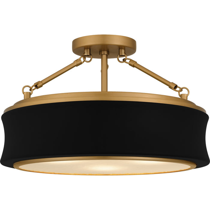 Quoizel QSF6801MBK Three Light Semi-Flush Mount, Matte Black