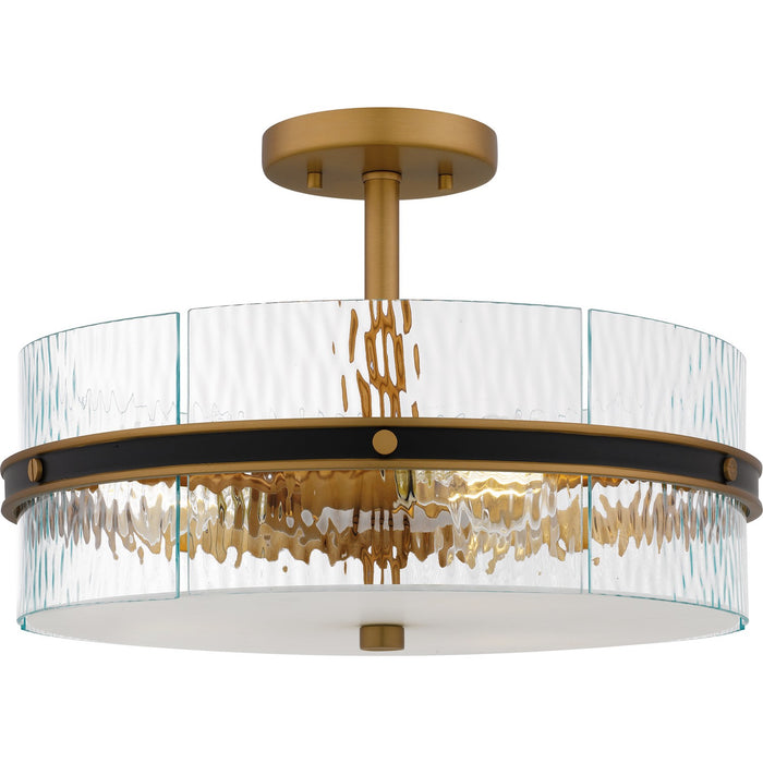 Quoizel REA1716MBK Three Light Semi-Flush Mount, Matte Black
