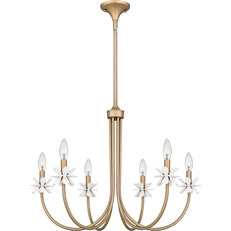 Quoizel REY5030BGD Six Light Chandelier, Bronze Gold