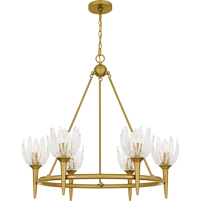 Quoizel SHA5032BRG Six Light Chandelier, Brushed Gold