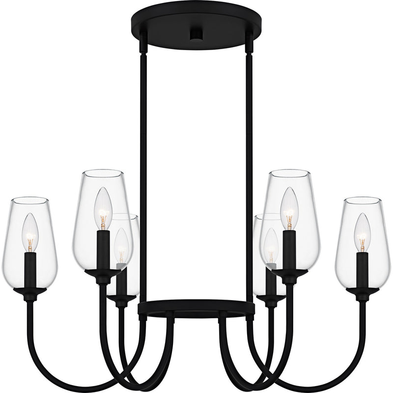 Quoizel VSC5028MBK Six Light Chandelier, Matte Black