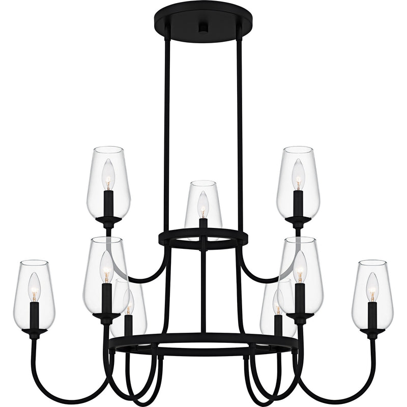 Quoizel VSC5036MBK Nine Light Chandelier, Matte Black