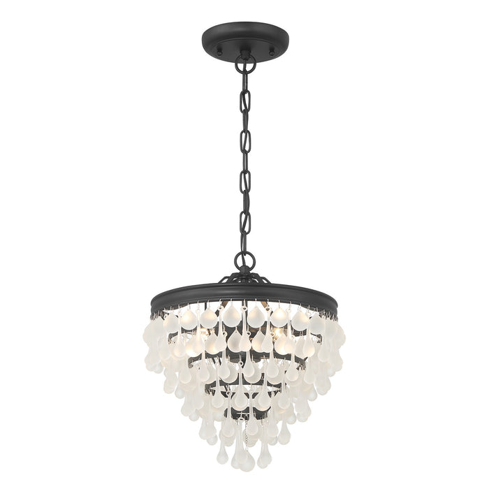 Crystorama 130-MK-FR Three Light Pendant, Matte Black
