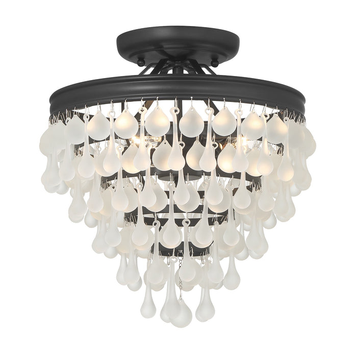 Crystorama 130-MK-FR_CEILING Three Light Semi Flush Mount, Matte Black
