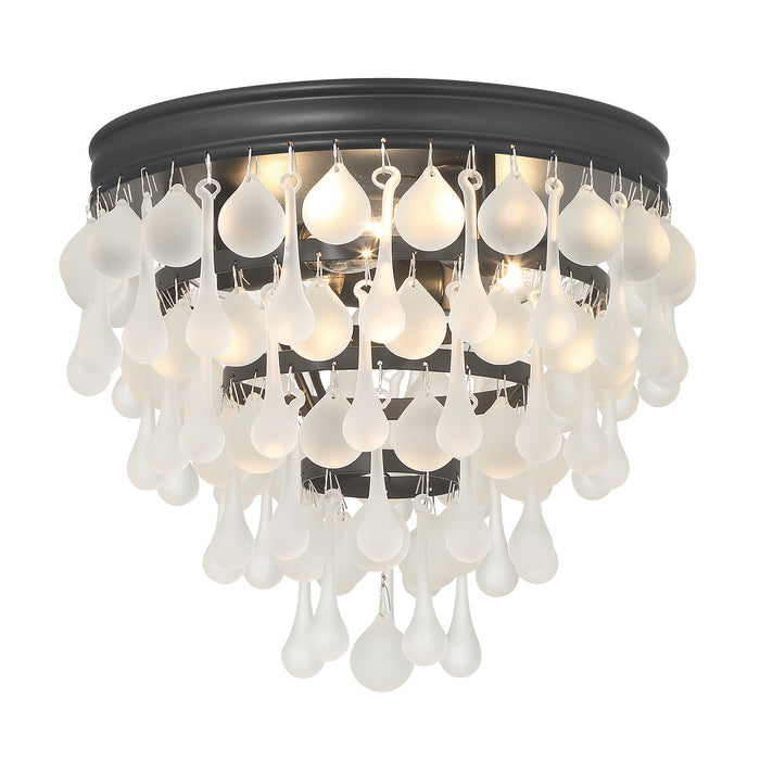 Crystorama 135-MK-FR Three Light Flush Mount, Matte Black