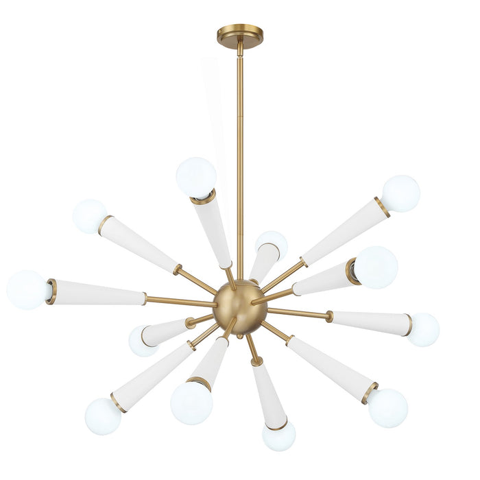 Crystorama 3812-AG-MT 12 Light Chandelier, Aged Brass + Matte White