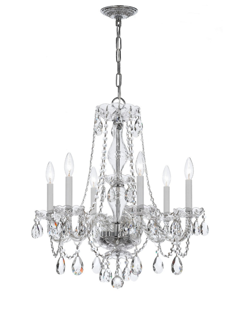 Crystorama 5086-CH-CL-I Six Light Chandelier, Polished Chrome