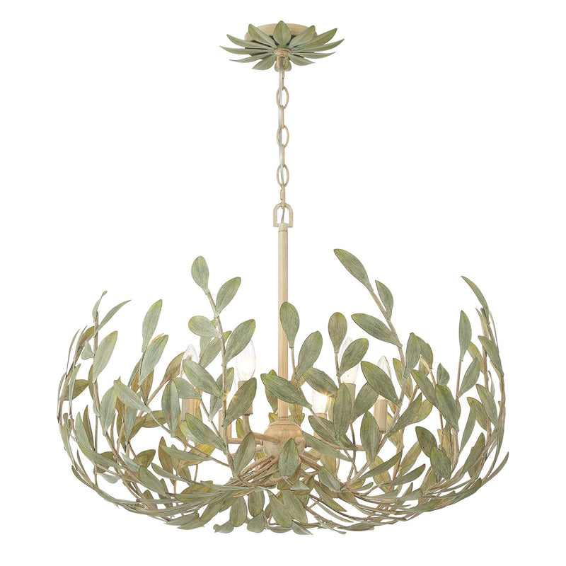 Crystorama 533-CT Six Light Chandelier, Champagne Green Tea