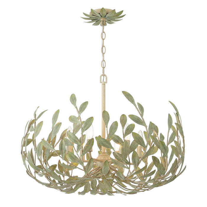 Crystorama 533-CT Six Light Chandelier, Champagne Green Tea