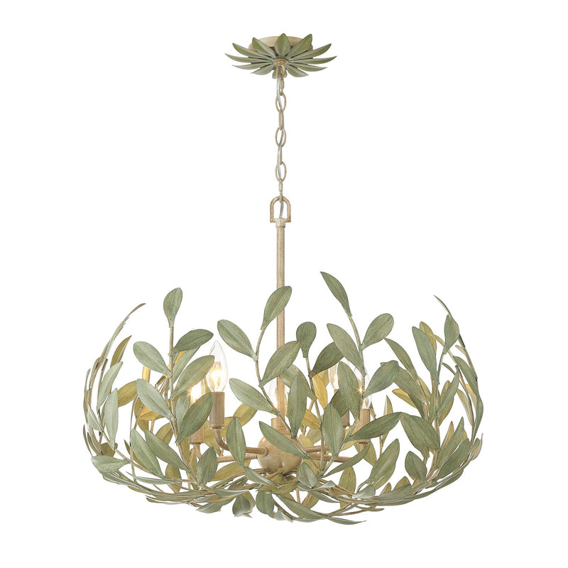 Crystorama 566-CT Five Light Chandelier, Champagne Green Tea