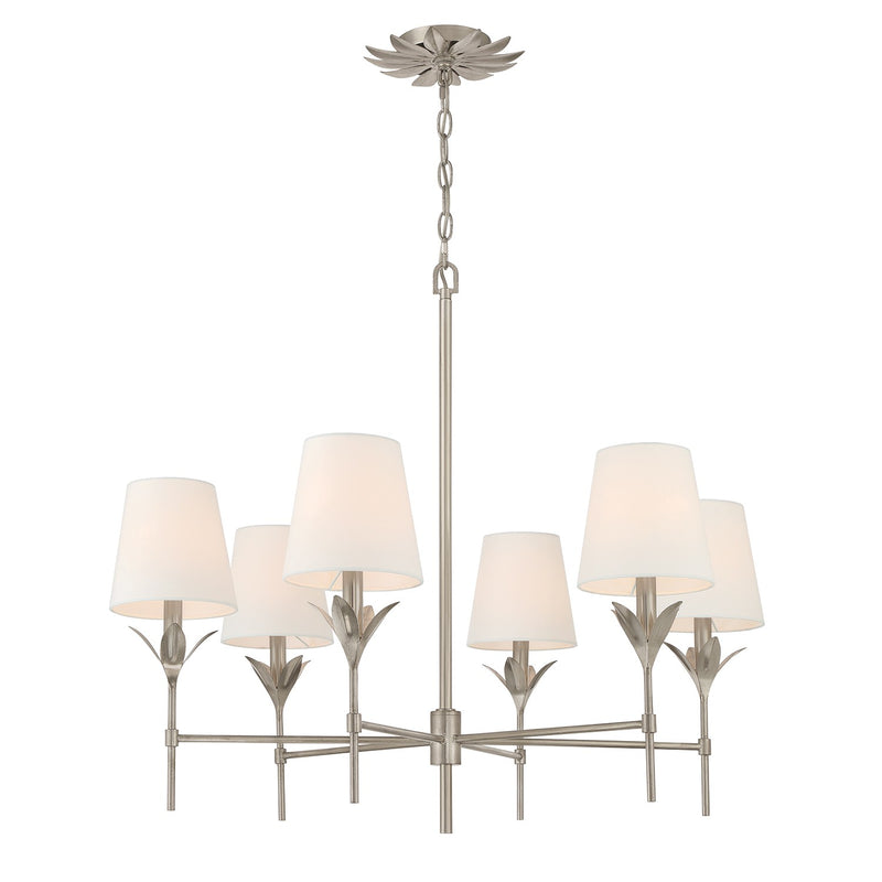 Crystorama 568-SA Six Light Chandelier, Antique Silver